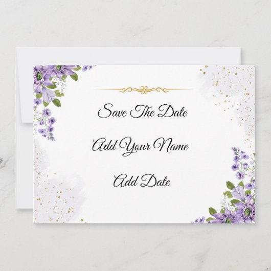 Elegant paarse bloesem Sla de datum op Kaart (Voorkant)