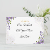 Elegant paarse bloesem Sla de datum op Kaart (Staand voorkant)