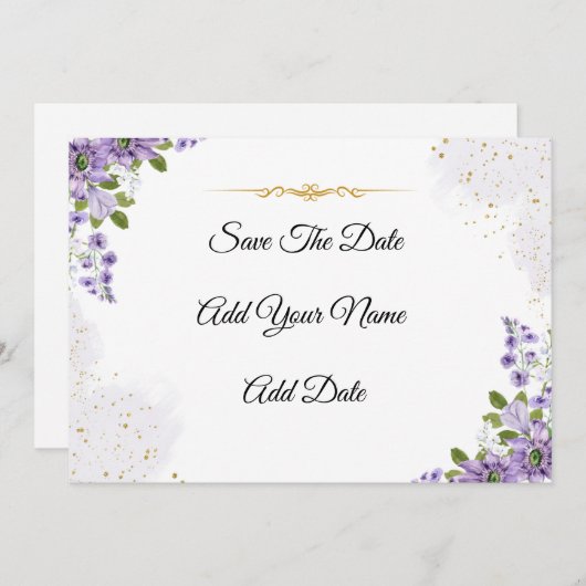 Elegant paarse bloesem Sla de datum op Kaart (Voorkant / Achterkant)