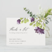 ELEGANT PAARSE BLUE WATERVERF FLORAL DANK U BEDANKKAART (Staand voorkant)