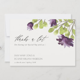 ELEGANT PAARSE BLUE WATERVERF FLORAL DANK U BEDANKKAART