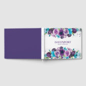 Elegant Paarse Blue Waterverf Floral Wedding Gastenboek (Volledig)