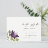 ELEGANT PAARSE BLUE WATERVERF GOLD FLORAL RSVP KAART (Staand voorkant)