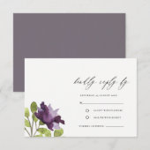 ELEGANT PAARSE BLUE WATERVERF GOLD FLORAL RSVP KAART (Voorkant / Achterkant)