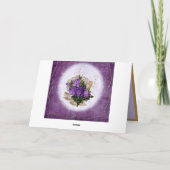 Elegant paarse boeket gouden rand kaart (Achterkant)
