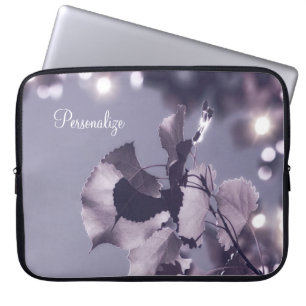 Elegant Paarse Bokeh Aspen lekt met naam Laptop Sleeve