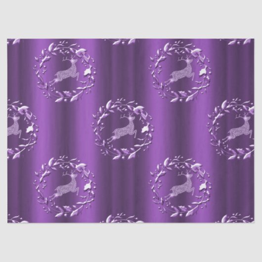 Elegant Paarse borstrendierkerst Tissuepapier (Voorkant)