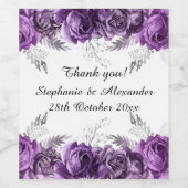 ELEGANT PAARSE BOUQUET FLORAL  WIJN WIJN ETIKET (Enkel label)