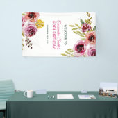Elegant Paarse Bourgogne Roos Bloemen Verjaardag Spandoek (Beurs)