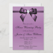 Elegant Paarse Bow House Warming Party Kaart (Voorkant)