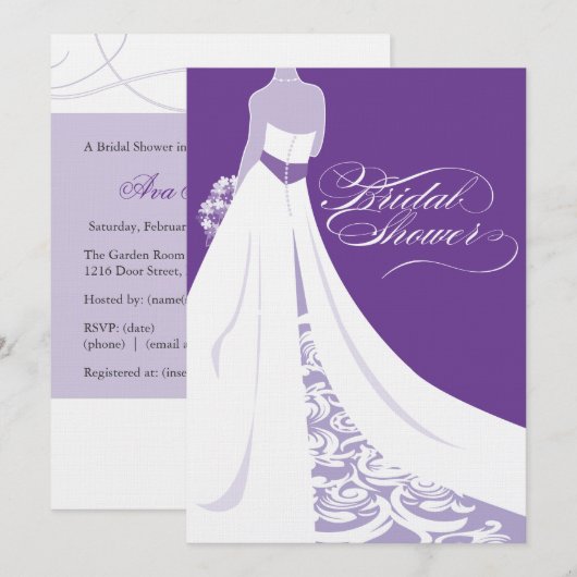 Elegant Paarse Bridal Shower Kaart (Voorkant / Achterkant)