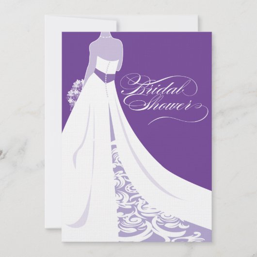 Elegant Paarse Bridal Shower Kaart (Voorkant)