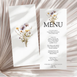Elegant Paarse Bright Floral Garden Dinner Bruilof Menu