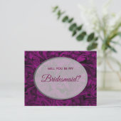 Elegant Paarse bruidsmeisje voorstel Briefkaart (Staand voorkant)