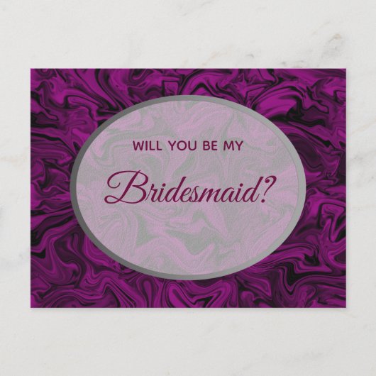 Elegant Paarse bruidsmeisje voorstel Briefkaart (Voorkant)