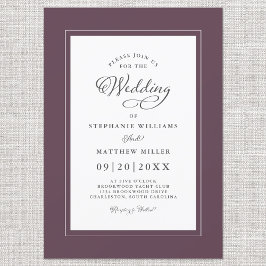 Elegant Paarse bruiloft chique kalligrafie script Kaart