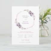 Elegant Paarse bruiloft Kaart (Staand voorkant)