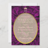 Elegant Paarse Bruiloft Kaart (Voorkant)