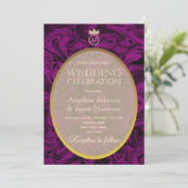 Elegant Paarse Bruiloft Kaart (Staand voorkant)