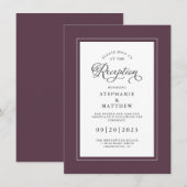 Elegant Paarse bruiloft Opvang Chic Borders Informatiekaartje (Voorkant / Achterkant)