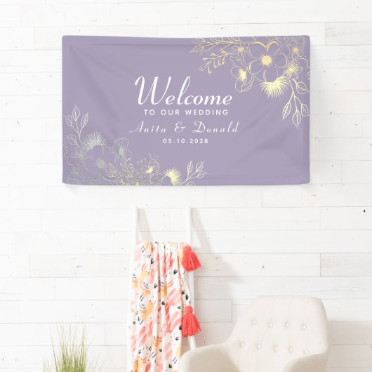 Elegant Paarse bruiloft Spandoek (Insitu)