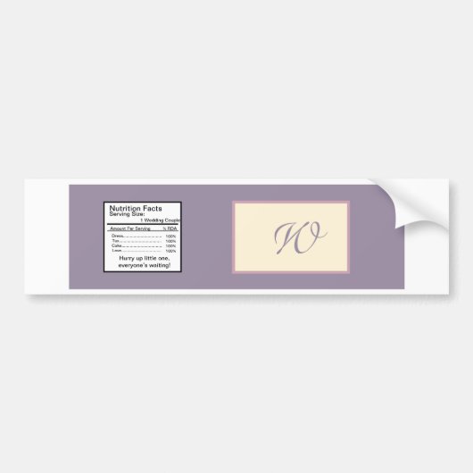 Elegant Paarse bruiloft waterflesetiket Bumpersticker (Voorkant)