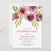 Elegant Paarse bruin Roos Bloemen Verjaardag Kaart (Voorkant)