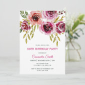 Elegant Paarse bruin Roos Bloemen Verjaardag Kaart (Staand voorkant)