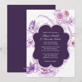 Elegant Paarse Butterfly Weduwuitnodiging Kaart (Voorkant / Achterkant)