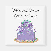 Elegant Paarse Cake Save the Date Magneet (Voorkant)
