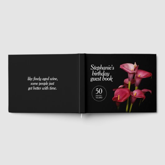 Elegant Paarse Calla Lilies 50e van elk jaar Gastenboek (Volledig)