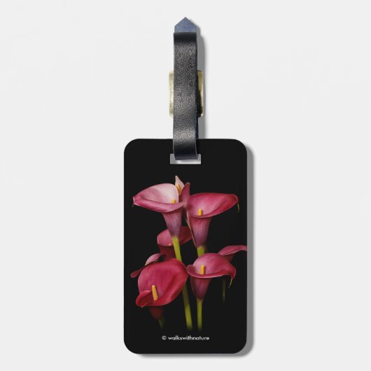Elegant Paarse Calla Lilies Bagagelabel (Achterkant verticaal)