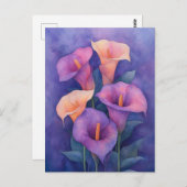 Elegant Paarse Calla Lilies Briefkaart (Voorkant / Achterkant)