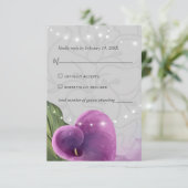 Elegant Paarse Calla Lily Floral Waterverf RSVP Kaartje (Staand voorkant)
