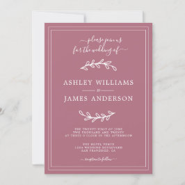 Elegant Paarse Cassis Wedding-uitnodiging Kaart