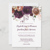 Elegant Paarse Champagne Herfst Floral Wedding Kaart (Voorkant)
