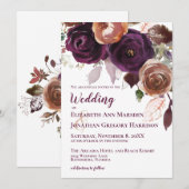Elegant Paarse Champagne Herfst Floral Wedding Kaart (Voorkant / Achterkant)