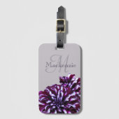 Elegant paarse dahlia flower monogram aangepaste n bagagelabel (Voorkant (verticaal))