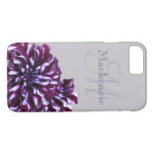Elegant paarse dahlia flower monogram aangepaste n Case-Mate iPhone case (Achterkant (Horizontaal))