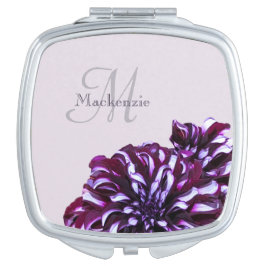 Elegant paarse dahlia flower monogram aangepaste n makeup spiegels