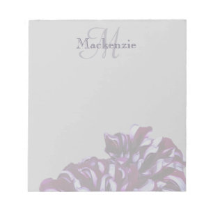 Elegant paarse dahlia flower monogram aangepaste n notitieblok