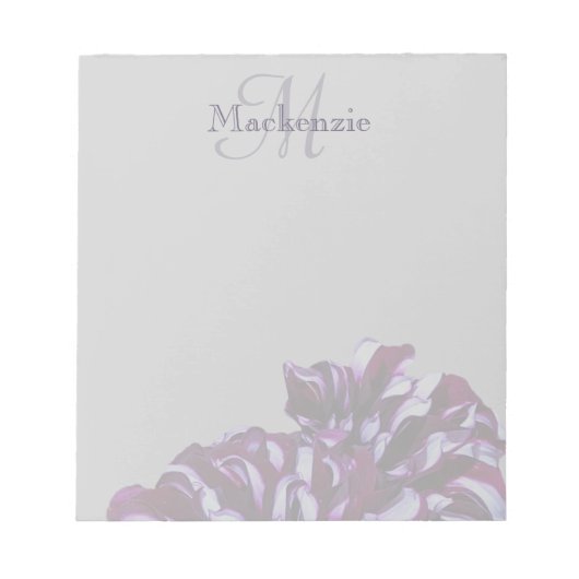 Elegant paarse dahlia flower monogram aangepaste n notitieblok (Voorkant)