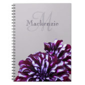 Elegant paarse dahlia flower monogram aangepaste n notitieboek (Voorkant)