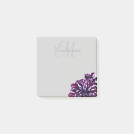 Elegant paarse dahlia flower monogram aangepaste n post-it® notes