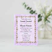 Elegant Paarse Damask en Gold Wedding Briefkaart (Staand voorkant)