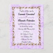 Elegant Paarse Damask en Gold Wedding Briefkaart (Voorkant)