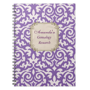 Elegant Paarse Damask Genealogie Notitieboek