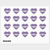 Elegant Paarse Damask Hart Bruiloft Sticker (Vel)