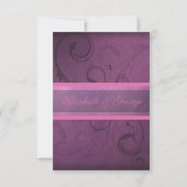 Elegant Paarse Damask zwemt RSVP-responskaarten RSVP Kaartje (Voorkant)