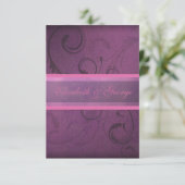 Elegant Paarse Damask zwemt RSVP-responskaarten RSVP Kaartje (Staand voorkant)